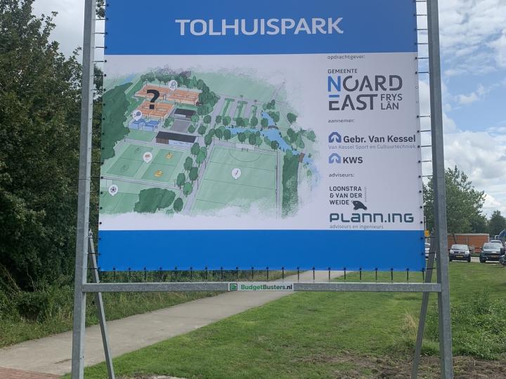 Bouwbord  Herinrichting Tolhuispark Dokkum 2023